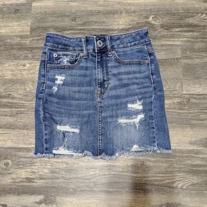 AEO Distressed Denim Skirt